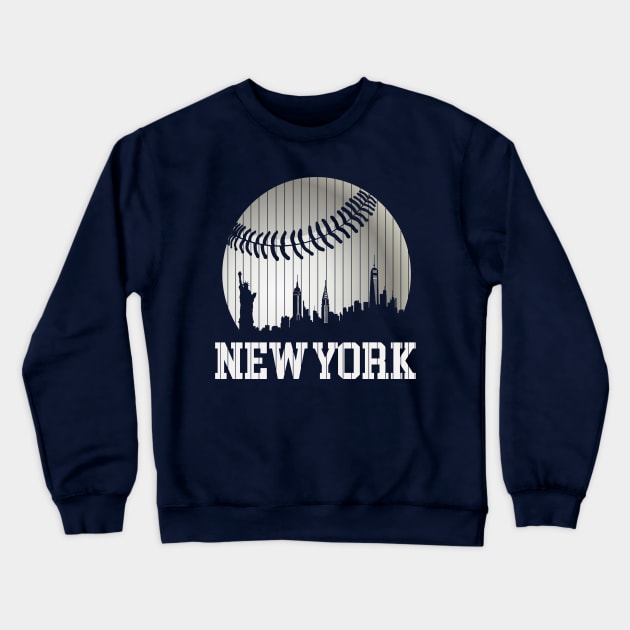 New York NY Skyline Baseball Stripes For Gameday Retro Style Crewneck Sweatshirt by cytoplastmaximume